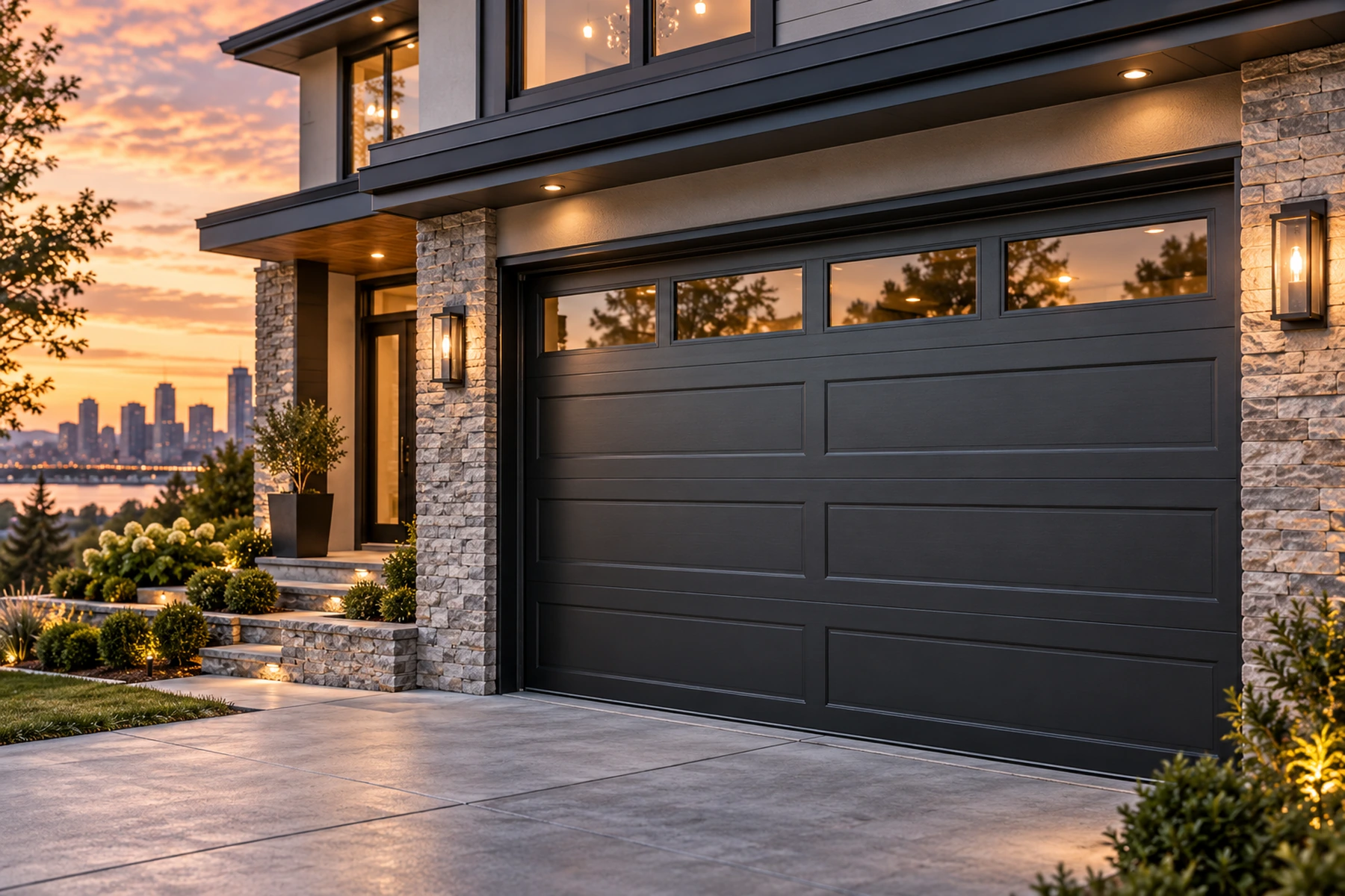 Modern residential garage door
