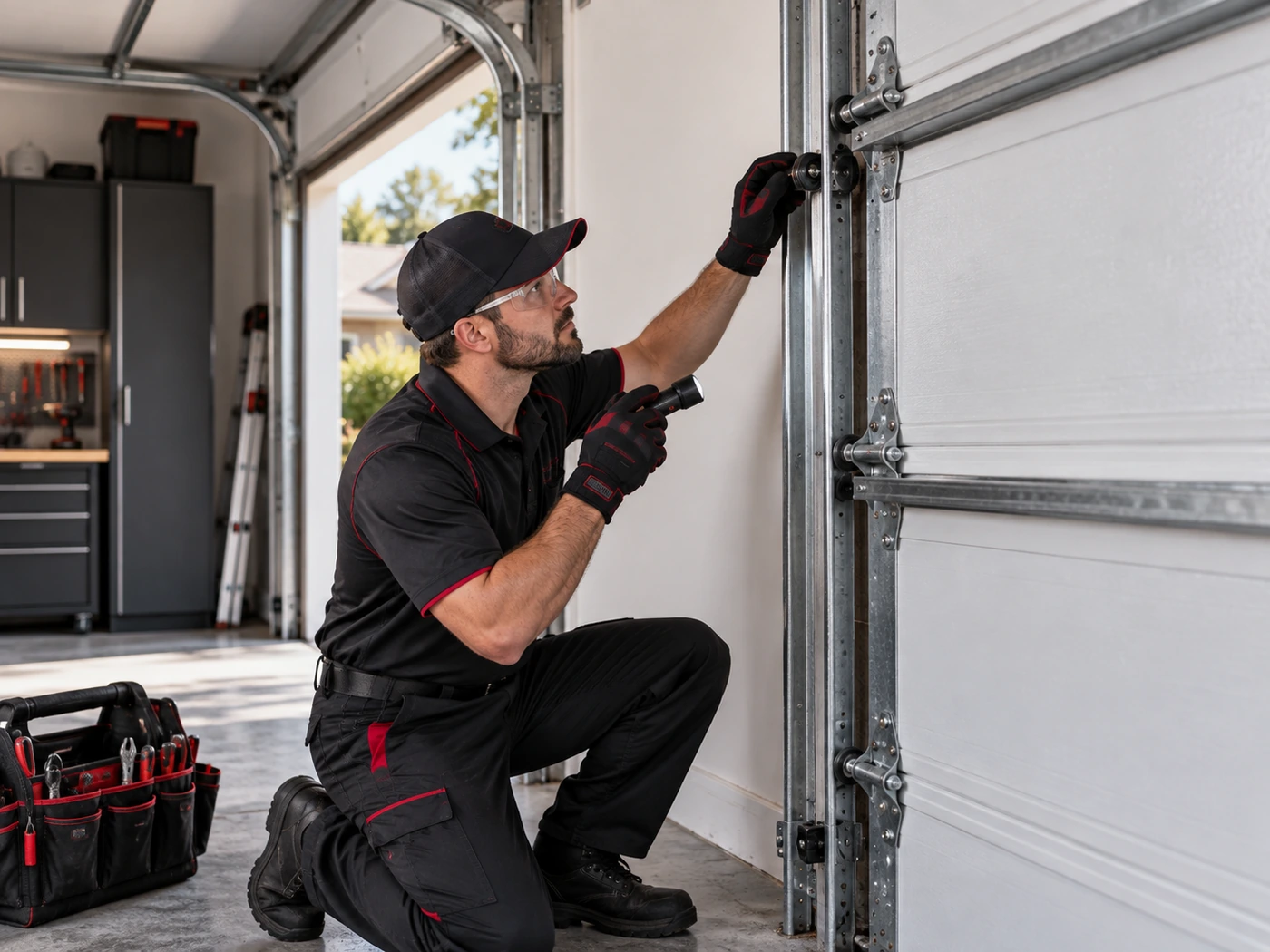 Garage door track and roller repair